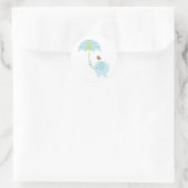 ブルーエレファントベビーシャワーステッカー ラウンドシール (バッグ)