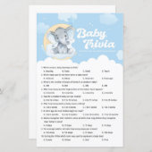 ブルーエレファントベビーシャワーベビートリビアゲーム (正面/裏面)