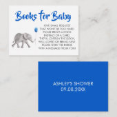 ブルーエレファントベビーシャワーベビー用の本を持って来る エンクロージャーカード (正面/裏面)