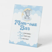 ブルーエレファントベビーシャワーモモモザバーペデスタルサイン 台座サイン (正面)