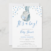 ブルーエレファントベビーシャワー招待状 招待状 (正面)
