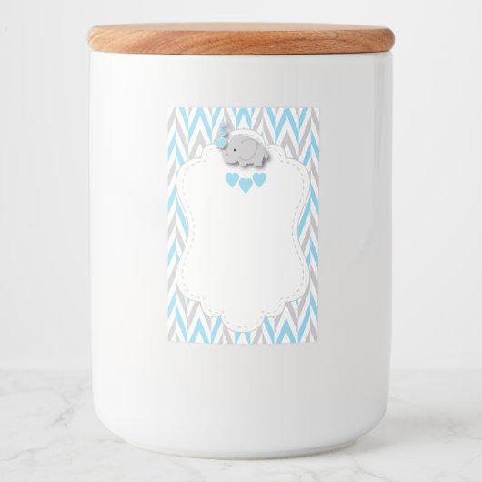 ブルーエレファントベビーシャワー空白の- フードラベル (正面)