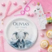 ブルーエレファントベビーシャワー紙プレート ペーパープレート (パーティー)