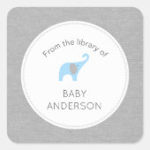 ブルーエレファントベビーシャワー蔵書票 スクエアシール (正面)