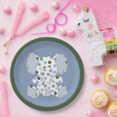 ブルーエレファントベビーシャワー ペーパープレート (パーティー)