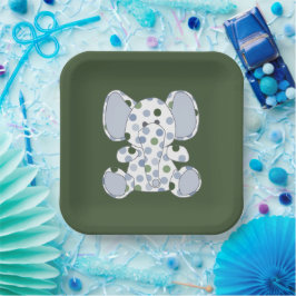 ブルーエレファントベビーシャワー ペーパープレート