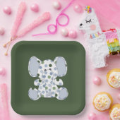 ブルーエレファントベビーシャワー ペーパープレート (パーティー)