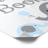 ブルーエレファントベビージャーシャワーのゲストブックサイン ポスター (角)