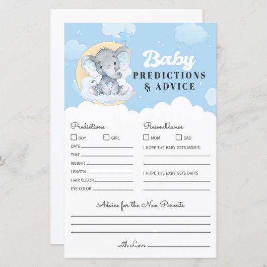 ブルーエレファントベビー予測及びアドバイスゲーム (正面/裏面)