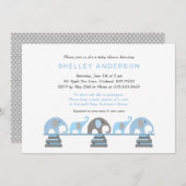 ブルーエレファントベビー初の図書館赤ちゃんシャワー 招待状 (正面/裏面)