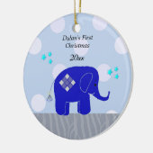 ブルーエレファントベビー初めてのクリスマス セラミックオーナメント (左)