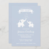 ブルーエレファントベビー「散水」シャワー招待状 招待状 (正面/裏面)