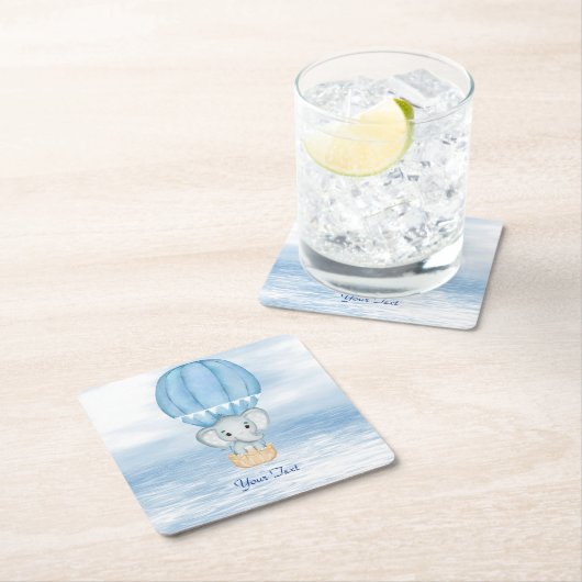 ブルーエレファントホットエアバルーン紙コースター スクエアペーパーコースター (インサイチュ)