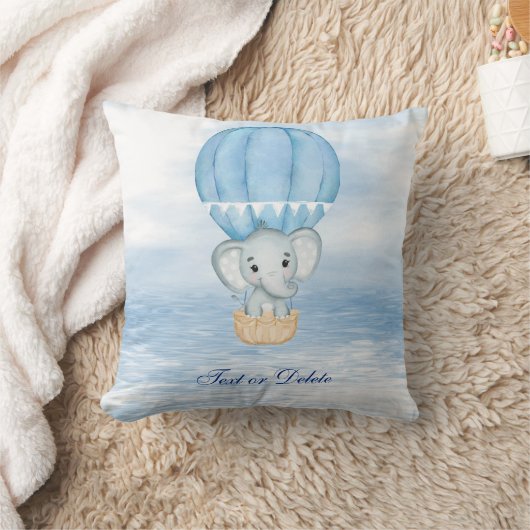 ブルーエレファントホットエアバルーン装飾用クッション クッション (ブランケット)