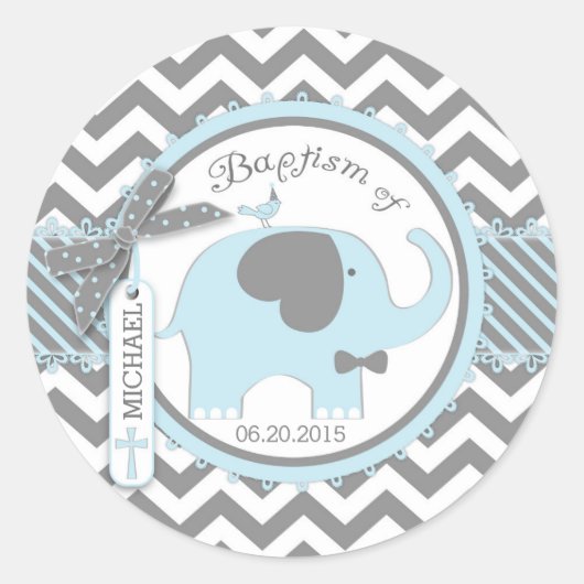 ブルーエレファントボウタイシブロンプリントバプテスマ ラウンドシール (正面)