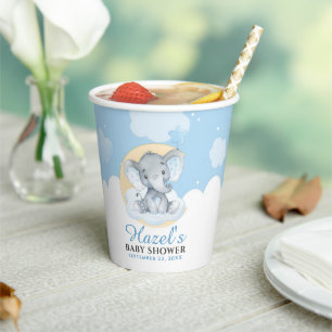 ブルーエレファントボーイベビーシャワー誕生日 紙コップ