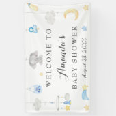 ブルーエレファントボーイベビー物ベビーシャワー背景 横断幕 (縦)