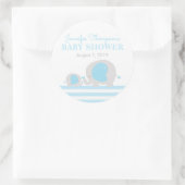 ブルーエレファントボーイ赤ちゃんシャワーメッセージカードシール ラウンドシール (バッグ)