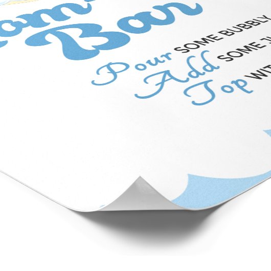 ブルーエレファントボーイ赤ちゃんシャワー桃佐バーサイン ポスター (角)