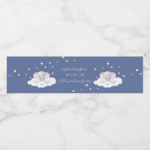 ブルーエレファントボーイ赤ちゃんシャワー水ボトルラベル