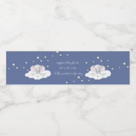 ブルーエレファントボーイ赤ちゃんシャワー水ボトルラベル ペットボトルラベル