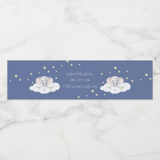 ブルーエレファントボーイ赤ちゃんシャワー水ボトルラベル ペットボトルラベル (シングルラベル)