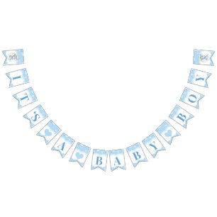 ブルーエレファントボーイ赤ちゃんシャワー男の子 バンティングフラッグ
