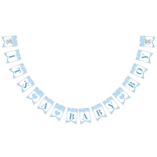 ブルーエレファントボーイ赤ちゃんシャワー男の子 バンティングフラッグ (全)