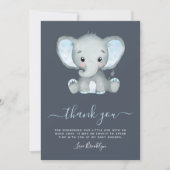 ブルーエレファントボーイ赤ちゃんシャワー サンキューカード (正面)
