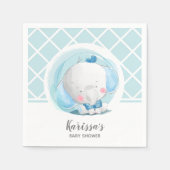 ブルーエレファントボーイ赤ちゃんシャワー スタンダードカクテルナプキン (正面)