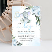 ブルーエレファントボーイ赤ちゃんシャワー 招待状