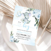 ブルーエレファントボーイ赤ちゃんシャワー 招待状