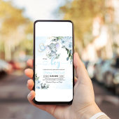 ブルーエレファントボーイ赤ちゃんシャワー 招待状