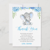 ブルーエレファントボーイ1st最初の誕生日リトルピーナッツ サンキューカード (正面)