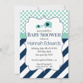 ブルーエレファントママ&ベビーシャワー招待状 招待状 (正面)