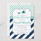 ブルーエレファントママ&ベビーシャワー招待状 招待状 (正面)