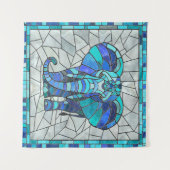 ブルーエレファントモザイクアート タペストリー (正面(横))