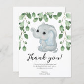 ブルーエレファントユーカリ赤ちゃんシャワーありがとう (正面/裏面)