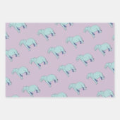 ブルーエレファントラベンダーラッピング紙シート ラッピングペーパーシート (正面)