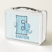 ブルーエレファントレターEボーイズストライプの動物 メタルランチボックス (裏面)