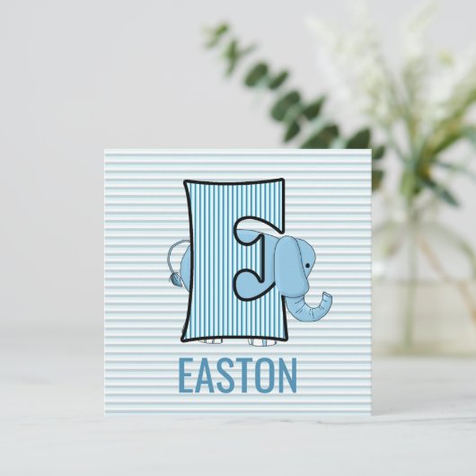 ブルーエレファントレターE子供の誕生日パーティー 招待状 (スタンド正面)