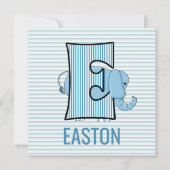 ブルーエレファントレターE子供の誕生日パーティー 招待状 (正面)