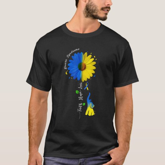 ブルーエレファント信仰希望愛ダウン症啓発 Tシャツ (正面)