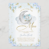 ブルーエレファント我々は月の赤ん坊のシャワー上にある 招待状 (正面/裏面)