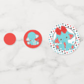 ブルーエレファント水玉模様ベビーシャワー コンフェッティ (正面)