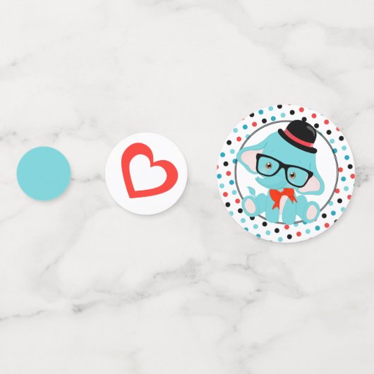 ブルーエレファント水玉模様ベビーシャワー コンフェッティ (裏面)