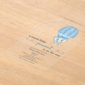 ブルーエレファント男の赤ちゃんシャワーアーチ アクリル招待状 (レイダウン)