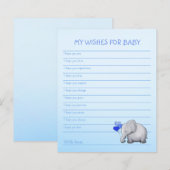 ブルーエレファント男の赤ちゃんシャワーウィッシュテンプレート (正面/裏面)
