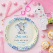 ブルーエレファント男の赤ちゃんシャワーリトルピーナッツパーティー ペーパープレート (パーティー)