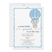 ブルーエレファント男の赤ちゃんシャワー招待状